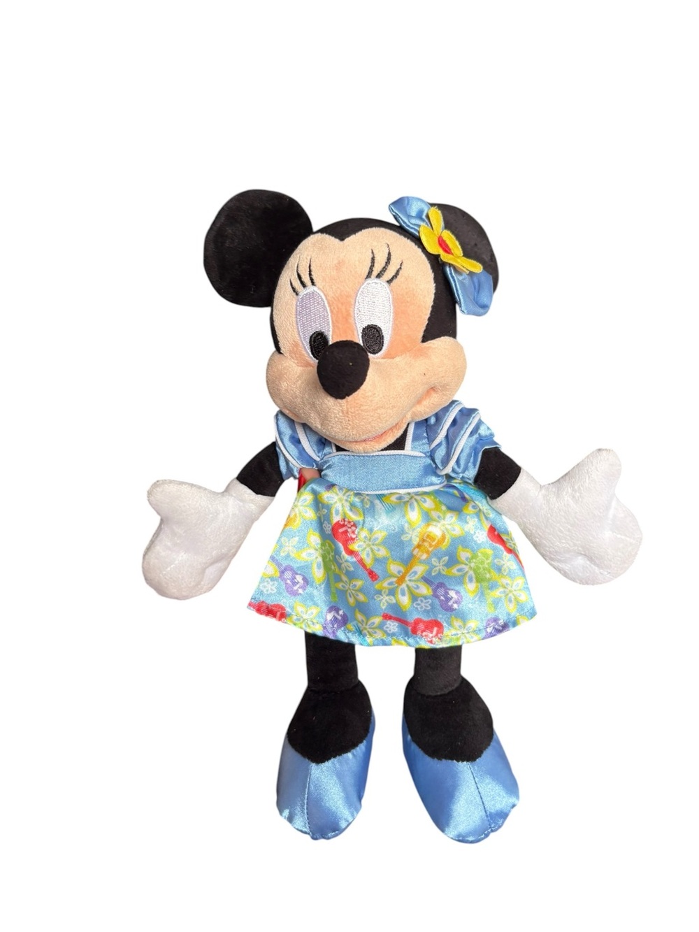 Disney Aulani Hawaii Exclusive Minnie Mouse Plush 11”Blue Floral